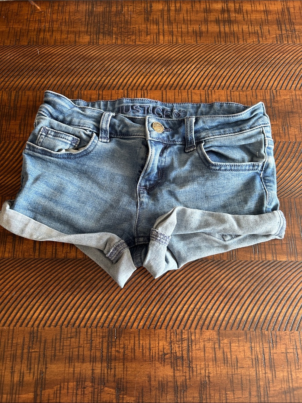 Justice Light Blue Rolled-Hem Denim Shorts